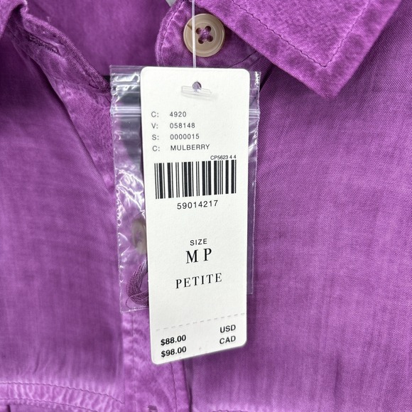 PILCRO Anthropologie Womens Relaxed Joelle Button Down Shirt Sz PM Mulberry NEW - Picture 8 of 12